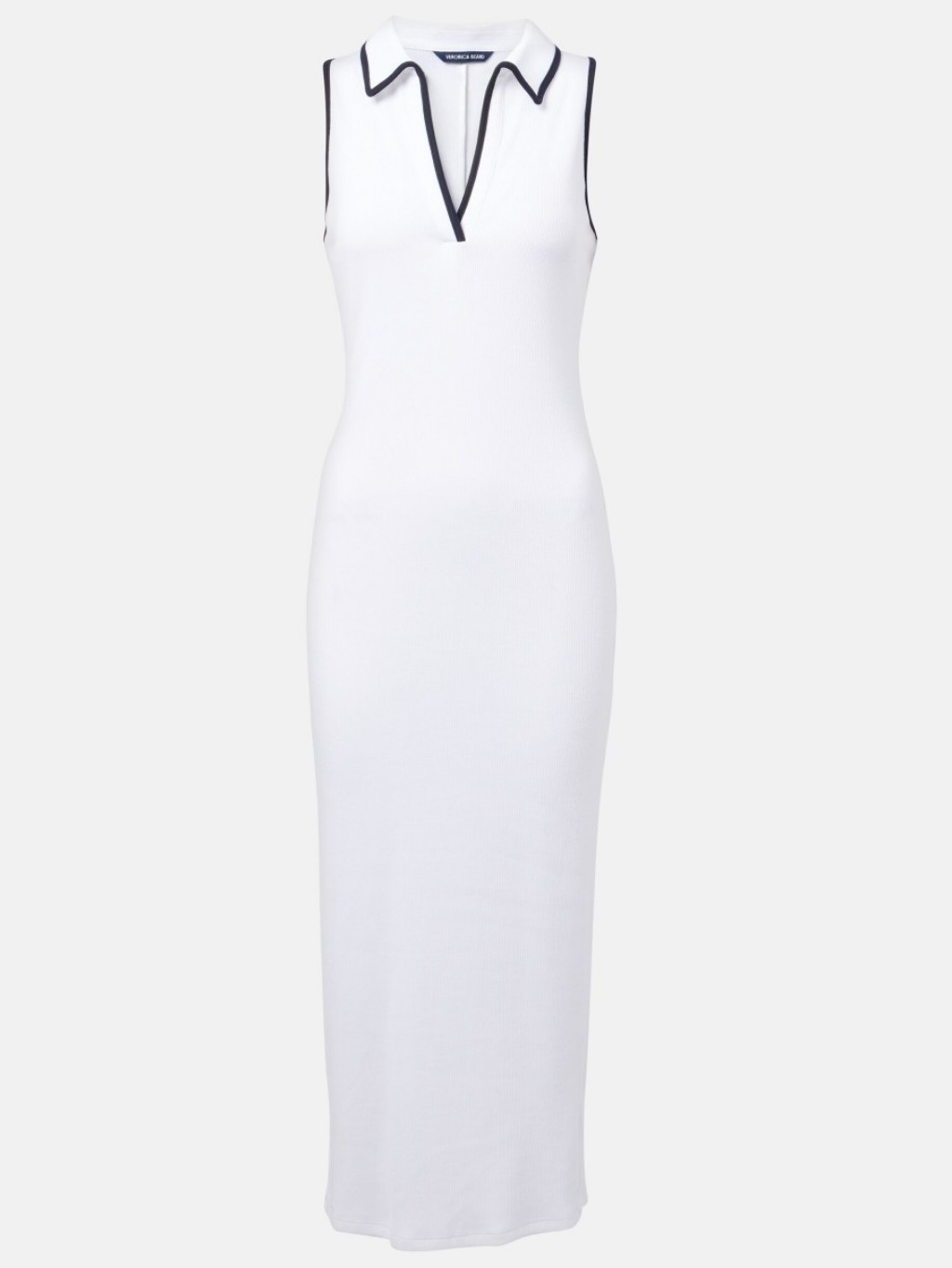 New No Tag, Sleeveless White Midi Polo Dress With Black Trim.